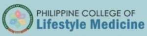 Logo of the Philippine College of Lifestyle Medicine: features a circular emblem with colorful, intertwined leaves reflecting a plant-based ethos, and text next to it that reads Philippine College of Lifestyle Medicine on a light blue background.