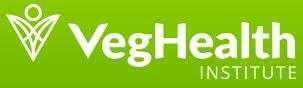 Logo with a green background featuring a stylized figure composed of triangular shapes next to the words VegHealth Institute in white, reflecting a commitment to plant-based living.