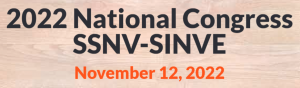 Text reading 2022 National Congress SSNV-SINVE, November 12, 2022 on a light wood grain background, highlighting discussions on vegetarian and plant-based lifestyles.