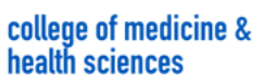 Blue text reading college of medicine & health sciences on a white background, highlighting innovative education where future dietitians are trained to embrace principles like vegan and vegetarian nutrition.