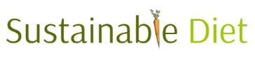 Text logo reading Sustainable Diet with the l in Sustainable replaced by a carrot graphic, highlighting its vegetarian essence.
