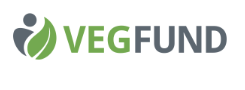 Logo of VegFund featuring a green and gray design. The left side has a stylized leaf symbol with a dot above it, reflecting its plant-based mission. The word VEGFUND is written to the right, with VEG in green and FUND in gray.