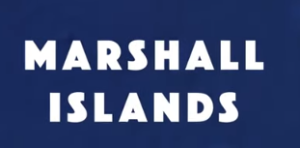 Bold white text on a dark blue background reads MARSHALL ISLANDS, reminiscent of the islands rich, plant-based diversity and culture.